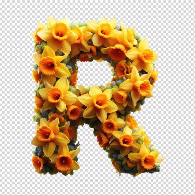 PSD the letter a is made from flowers