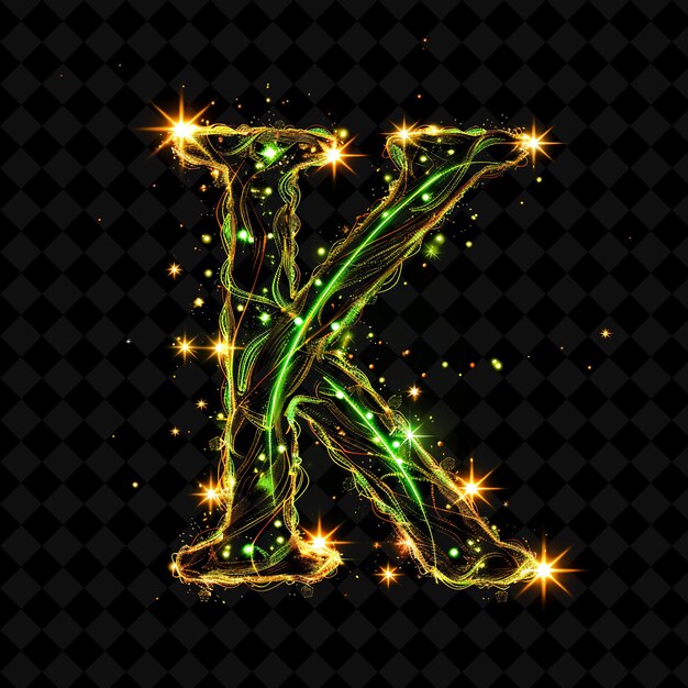 Letter K Trimmed With Braided Neon Wires With Bubble Font Ne Neon Color Y2K Shape Art Collection