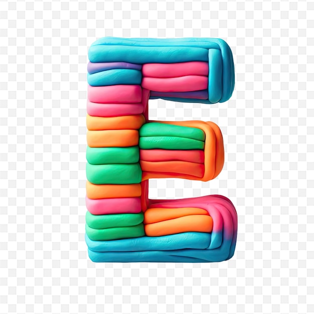 PSD letter l made of colorful plastic with a pattern of colors