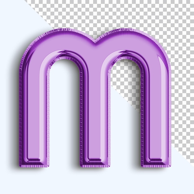 Letter M 3d rendered Metallic foil balloon on transparent background png