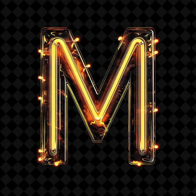 Letter M Framed With Intersecting Neon Glowing Plastic Frame Neon Color Y2K Shape Art Collection