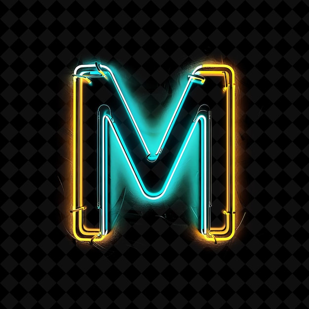 Letter M Outlined With Intersecting Neon Glowing Outlines Wi Neon Color Y2K Shape Art Collection