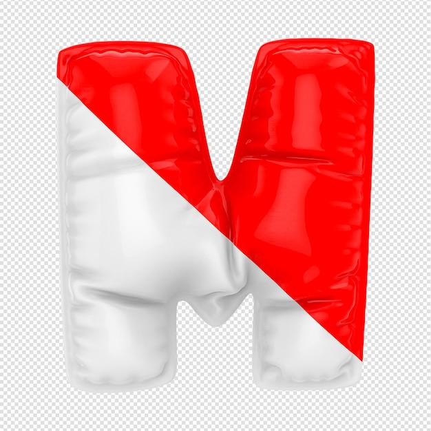 A letter m and a red sticker with a red letter y on it.