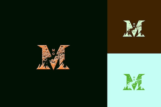 PSD letter m with galaxy logo design style with m shaped into a nature abstract vector collections