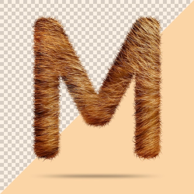 Letter m with realistic 3d fur