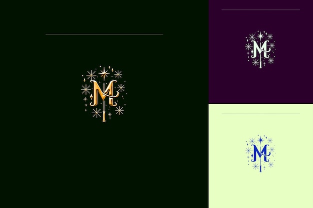 PSD letter m with vintage logo design style with m shaped into a nature abstract vector collections