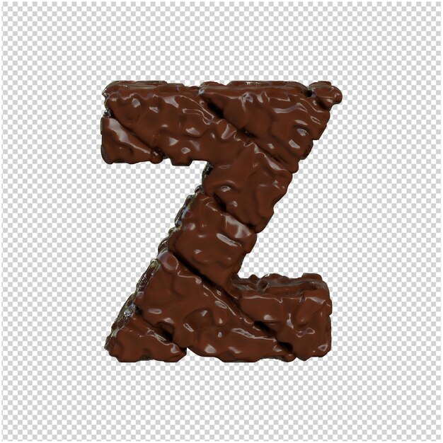 Letter made of chocolate. 3d letter z