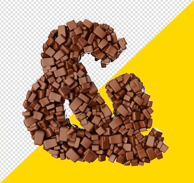 PSD letter and made of chocolate chunks chocolate pieces special alphabet character 3d illustration