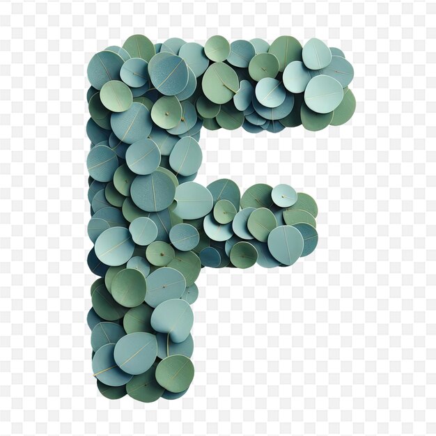 PSD a letter made of circles with the letter f on a transparent background