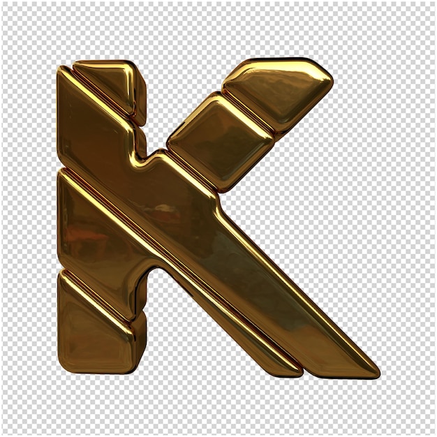 Letter made of gold 3d rendering isolated