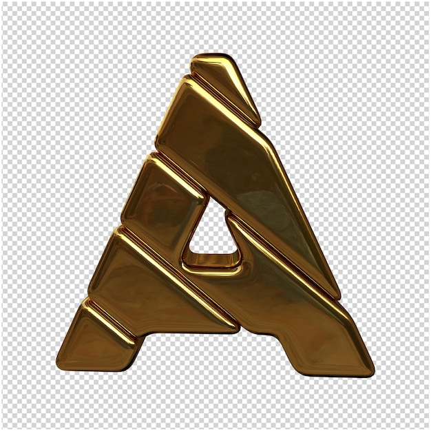 PSD a letter made of gold in 3d rendering