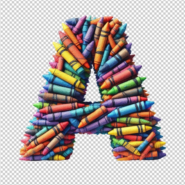 PSD a letter made out of colored crayons