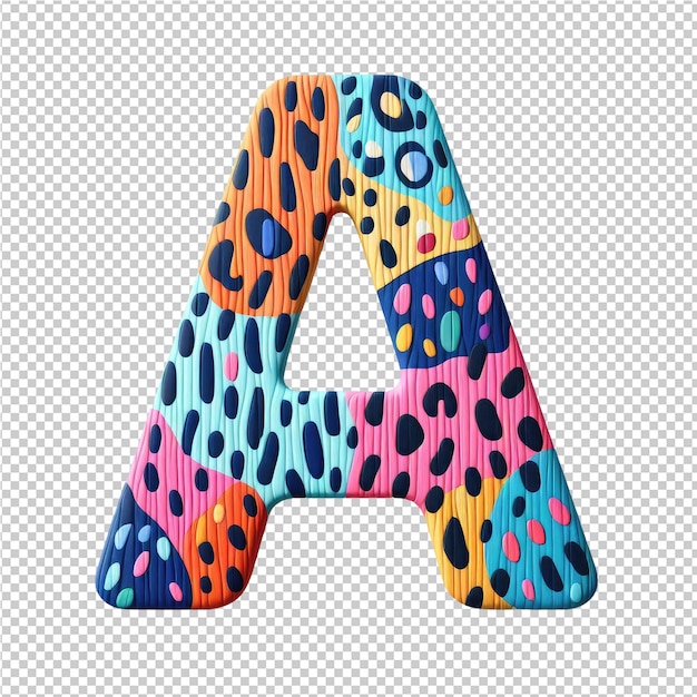 a letter made out of colorful dots with a colorful background