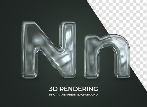 Letter N 3d rendering isolated transparent background