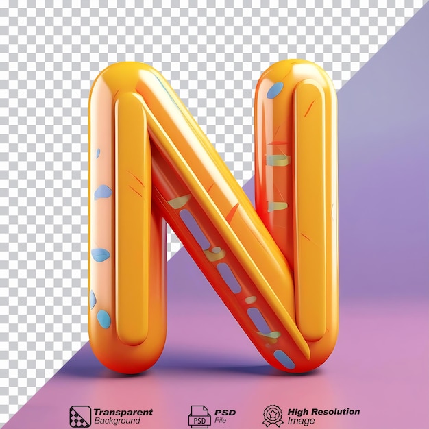 PSD letter n cartoony isolated on transparent background