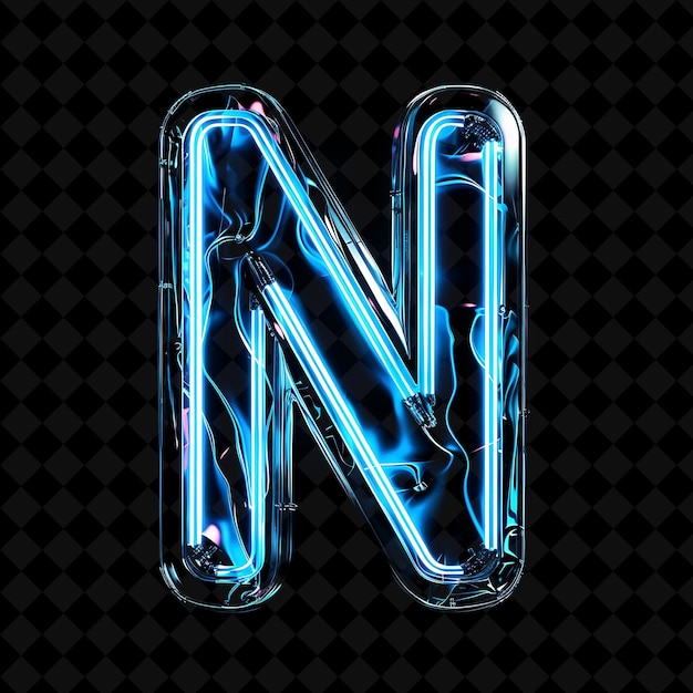 Letter N Tipped With Pointed Neon Glowing Plastic Tip With N Neon Color Y2K Shape Art Collection