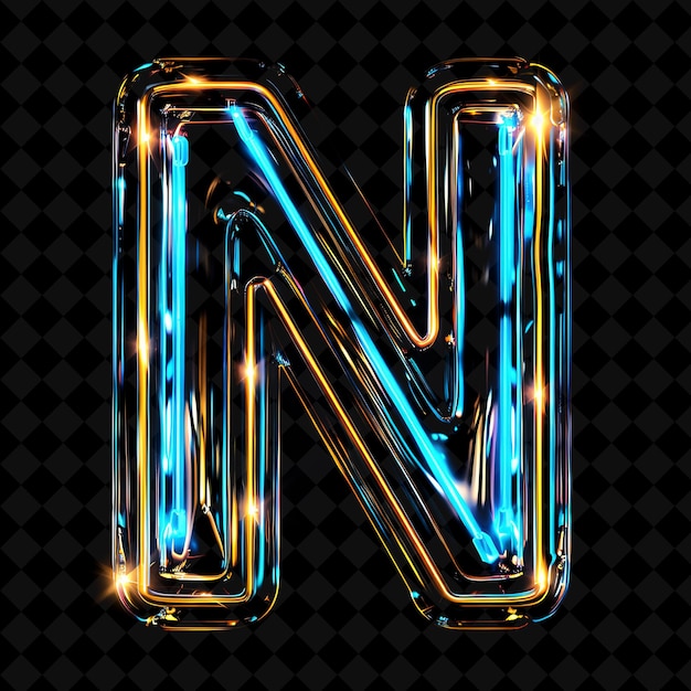 Letter N Trim With Neon Illuminated Plastic Rods With Bold I Neon Color Y2K Shape Art Collection