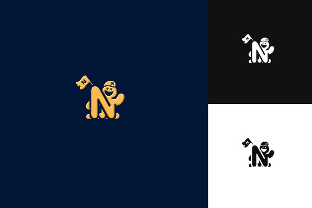 Letter N With Mascot Logo Design Style With N Shaped Into a Illustration Logo Vector Designs