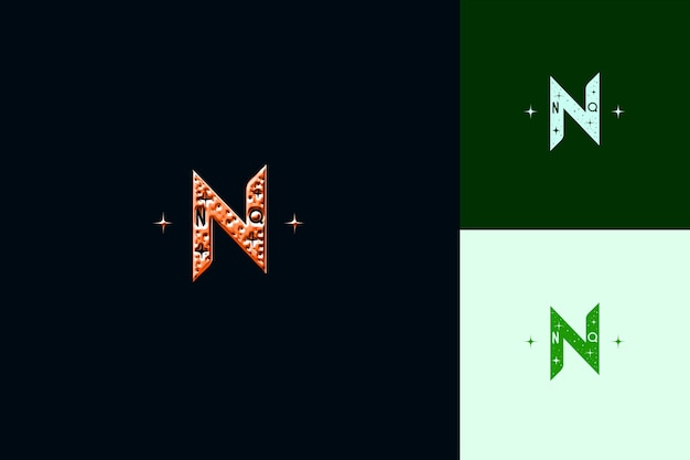 Letter N With Wordmark Logo Design Style With N Shaped Into Nature Abstract Vector Collections