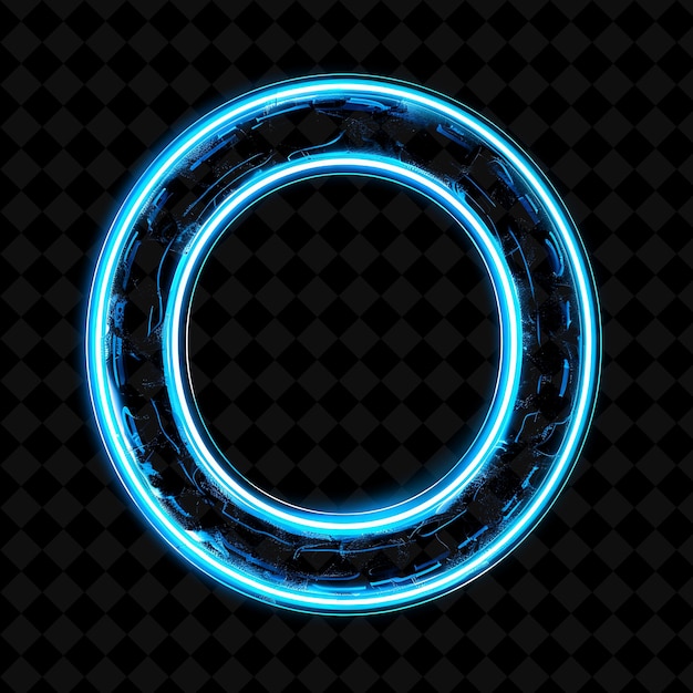 Letter O Surrounded With Concentric Neon Glowing Plastic Cir Neon Color Y2K Shape Art Collection