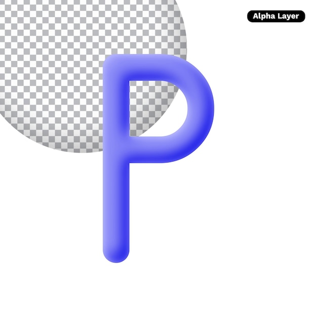 PSD letter p 3d icon rendering