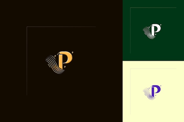 PSD letter p with combination mark logo design style with p shap nature abstract vector collections