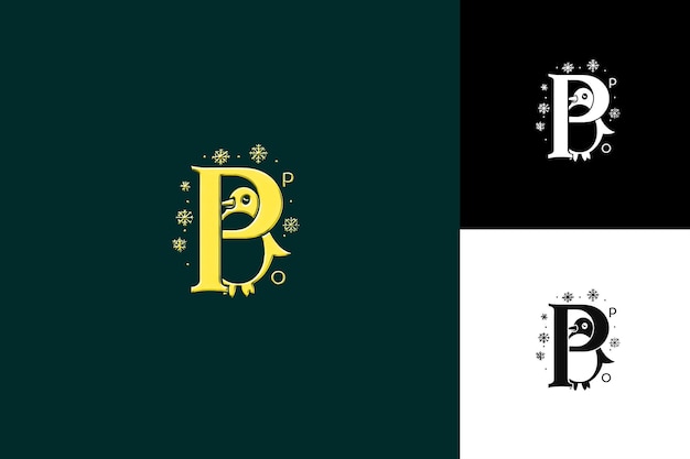 PSD letter p with pictorial logo design style with p shaped into illustration logo vector designs