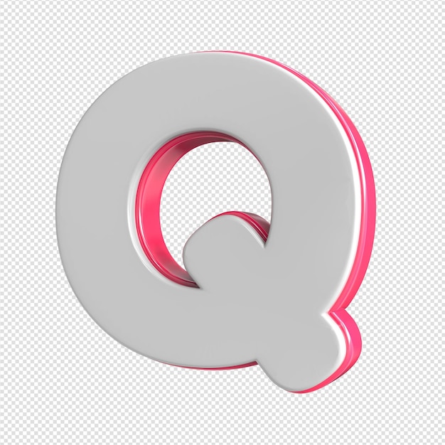 A letter q with pink and white colors.