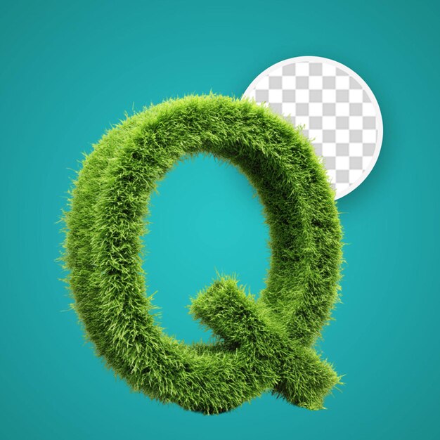 letter q with realistic 3d grass