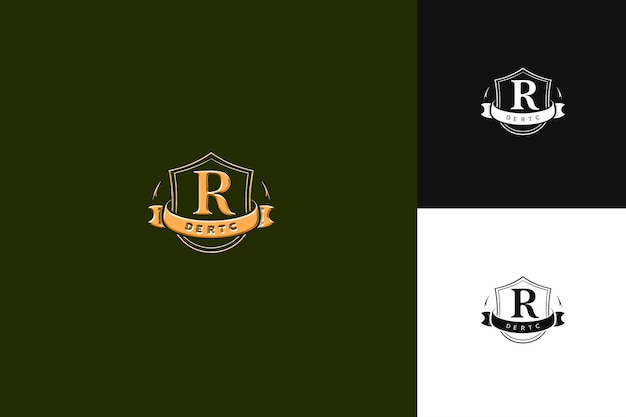 Letter R With Badge Logo Design Style With R Shaped Into a B Illustration Logo Vector Designs