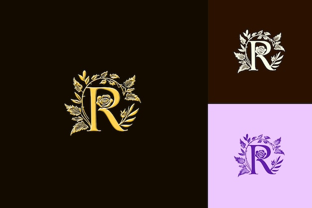 Letter R With Hand Lettered Logo Design Style With R Shaped Nature Abstract Vector Collections