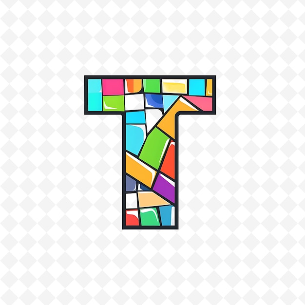 PSD letter t with mosaic logo design style with t shaped into a nature abstract vector collections