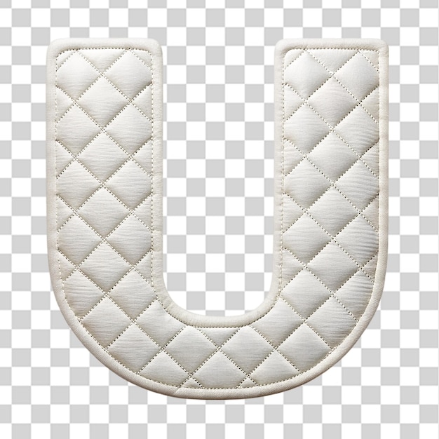 PSD letter u quilted isolated on transparent background