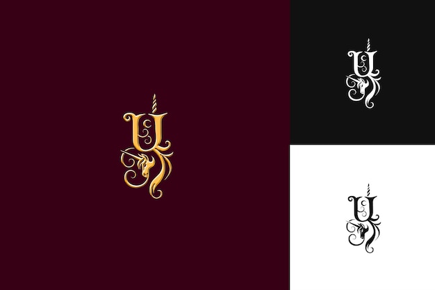 Letter U With Calligraphy Logo Design Style With U Shaped in Illustration Logo Vector Designs