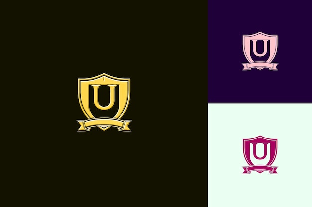 PSD letter u with emblem logo design style with u shaped into a nature abstract vector collections