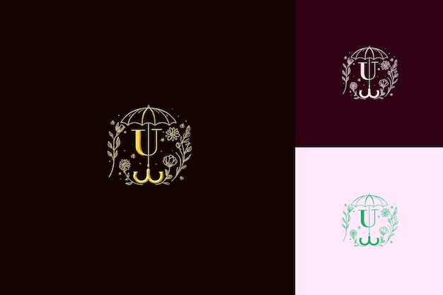 PSD letter u with garden logo design style with u shaped into an nature abstract vector collections