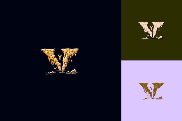 PSD the letter v is made of gold and has the letter v on it