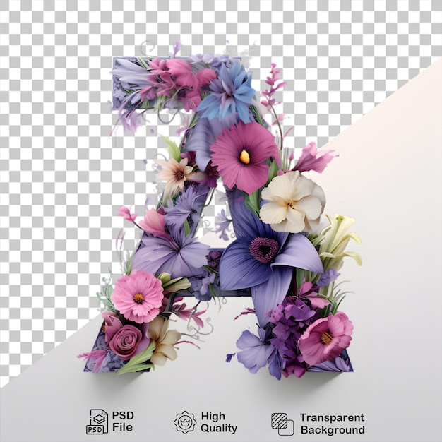 letter A with flower isolated on transparent background include png file