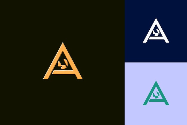 PSD letter a with symbol logo design style with a shaped into a nature abstract vector collections