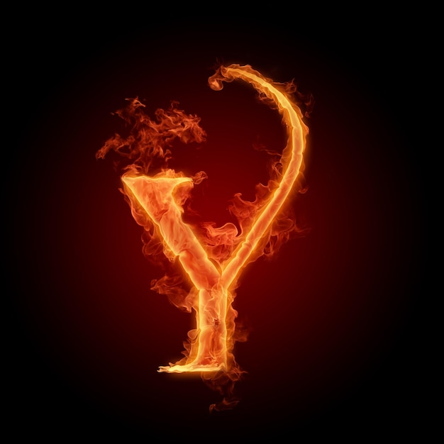 PSD the letter y is on fire