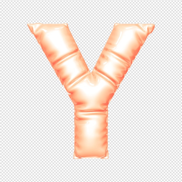 The letter y is made of a balloon.