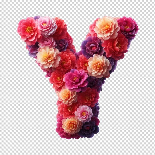 PSD a letter y made out of flowers