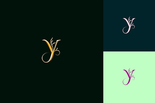 PSD letter y with wordmark logo design style with y shaped into nature abstract vector collections