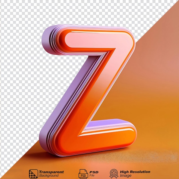 Letter Z isolated on transparent background