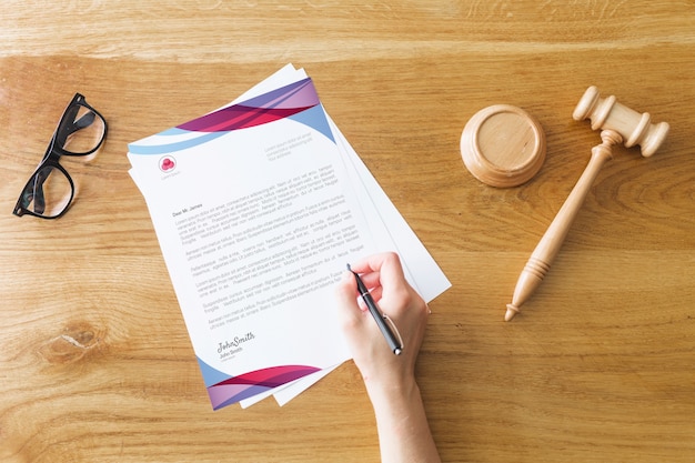 PSD letterhead mockup with law concept