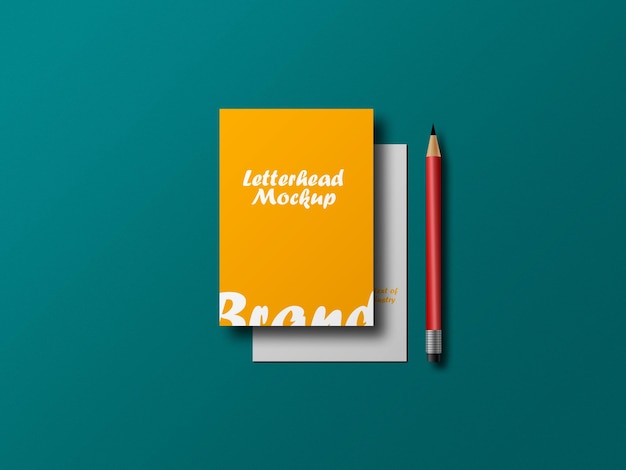 Letterhead mockup with pencil