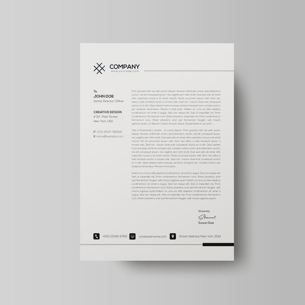 PSD letterhead template in flat style