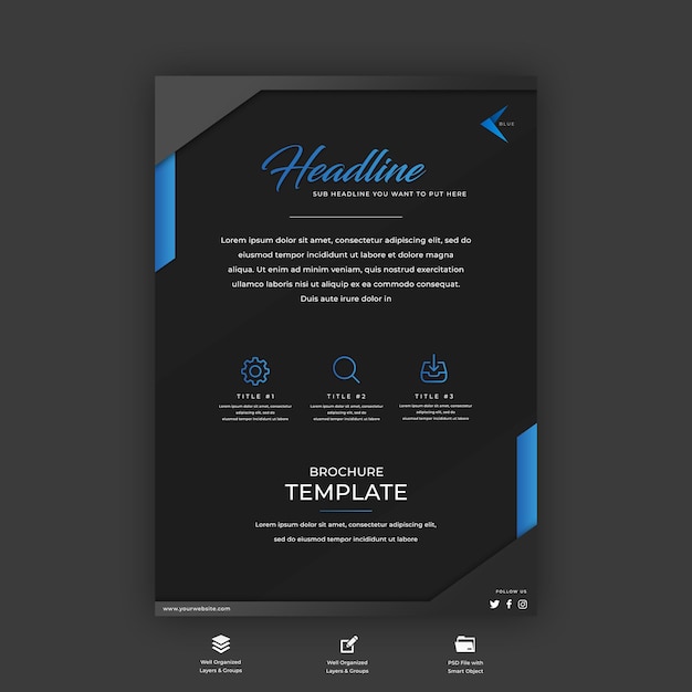 Letterhead template with dark and blue color