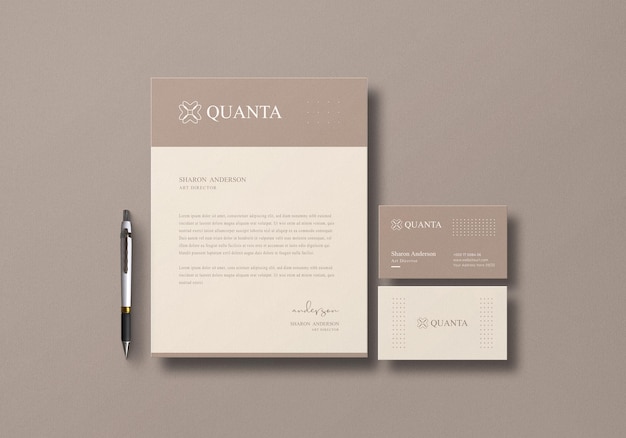 Letterhead with business card mockup