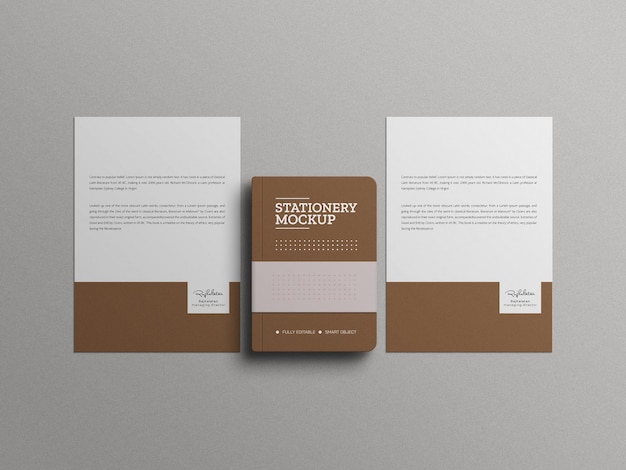 Letterhead with diary stationery set mockup